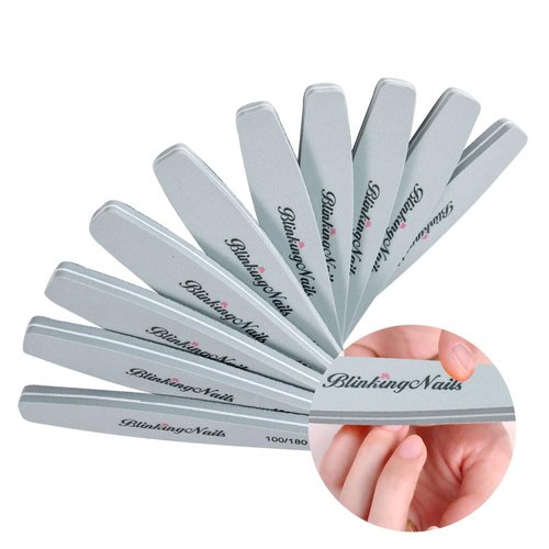 Nail Buffer, File Nail Buffer Block,Sponge Nail Files and Buffers for Nail Art Care Double Sides Oval Shaped Design 100/180 Grit Professional Manicure Nail Tools Color Grey Pack of 10pcs