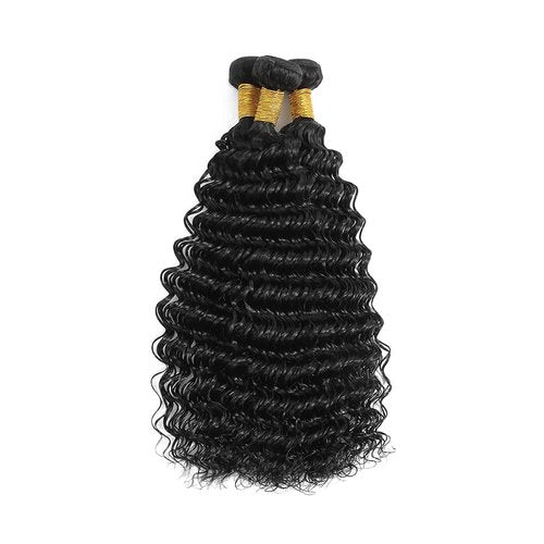 BilltiiWW Deep Wave Bundles Natural Black 8 10 12 Inch Brazilian Loose Deep Bundles Human Hair Soft and Silky for Women