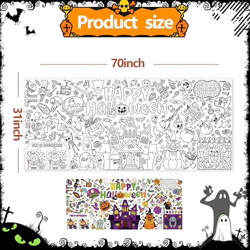 Halloween Coloring Poster for Kids - Large Tablecloth & Craft Activity - Variation of THIS listing