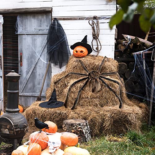 35.5 Inch Halloween Giant Brown Spider Decoration - Realistic Fuzzy Scary Prop for Haunted House & Yard