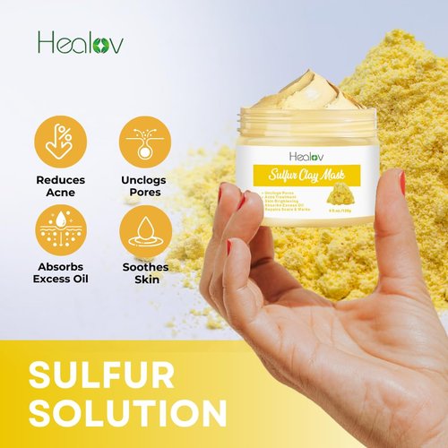 Skiennix Sulfur Face Mask - All-Natural Clay Mask for Glowing Skin | Acne Treatment & Oil Control