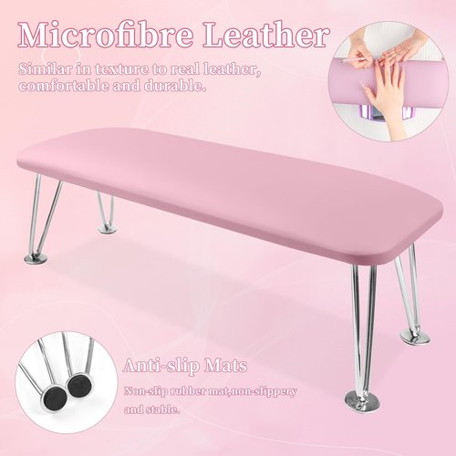 BOMOQING Arm Rest for Nails, Microfiber Leather Nail Arm Rest for Acrylic Nails, Nail Arm Rest Table with Pillow Cushion Hand Holder for Manicure, Hand Rest for Nails Tech, Home Use or Salon(Purple)