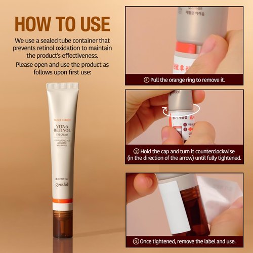 Goodal Black Carrot Vita-A Retinol Eye Cream - Daily Under Eye Treatment for Smooth Skin | K-Beauty