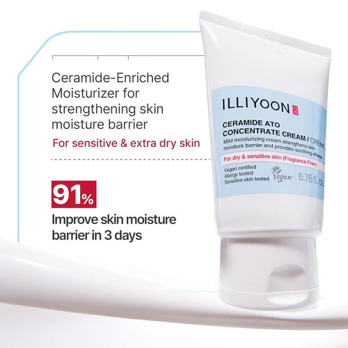 Illiyoon Ceramide Ato Concentrate Cream - Hydrating Moisturizer for Dry & Sensitive Skin | 100-Hour Lasting Hydration, 2.53 fl. oz.