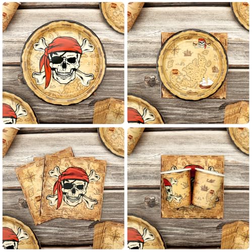 Pirate Party Decorations Set for Kids Birthday - Plates, Cups, Banner, Balloons & More