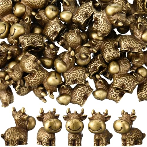 Mini Cow Figurines Set - 50 Tiny Metal Cow Decorations for Halloween & Crafts - Cow Variation