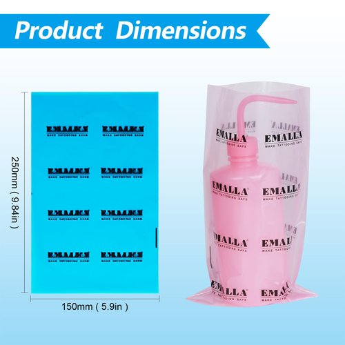 Emalla Tattoo Wash Bottle Bags, 250Pcs Disposable Squeeze Bottle Covers Sleeves Pink Wash Bottle Bags Waterproof Sleeves for Tattoo Bottles Tattoo Supplies