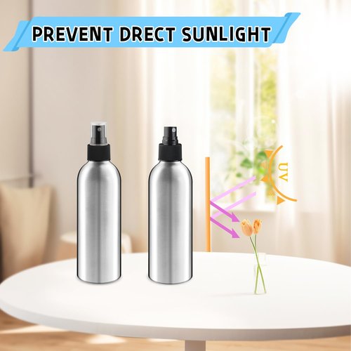 BOSMIOW 5 Pack 150ml/5oz Empty Aluminum Spray Bottles,Metal Fine Mist Sprayer,Refillable Cosmetic Atomizer Set with Lids for Cosmetic,Perfume,Face Spray,Air Freshener,Cleaning,Gardening
