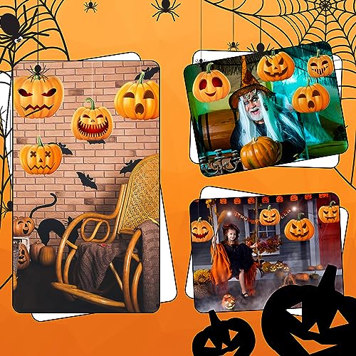 Halloween Hanging Pumpkins Decor Set - Outdoor Jack O Lantern Ornaments, 12 Pieces, Waterproof, 8.5x9 Inches