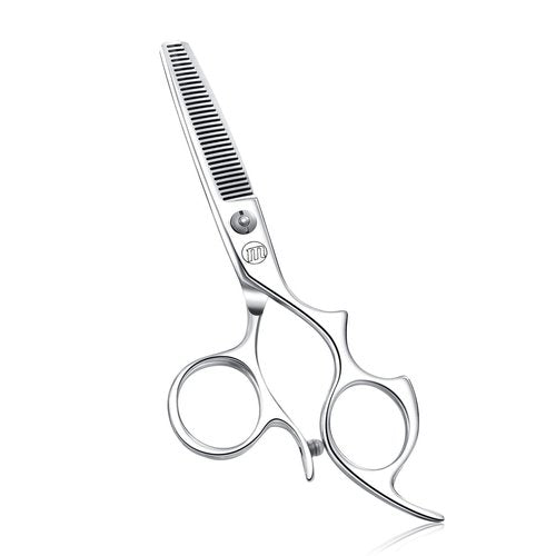 Moontay 5.5" Hair Cutting Shears with Large Finger Holes, Professional Barber Stylist Thinning Shears, Salon Hair Cutting Scissors, 440C Japanese Stainless Steel, Silver