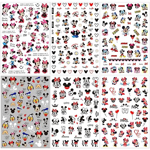 Self-Adhesive Nail Art Stickers 10 Sheets Cute Cartoon Designs for Manicure