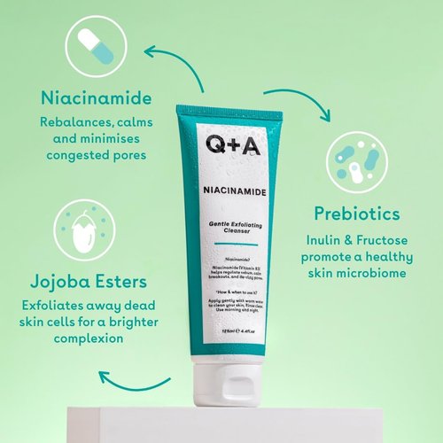 Q+A Niacinamide Gentle Exfoliating Cleanser - 125ml | Refreshing & Brightening Formula