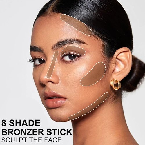 Skiennix Cream Bronzer Stick - Multi-Use Contour Wand for Easy Face Shaping | Waterproof, Matte Finish, Buildable Color (#22, 1PC)
