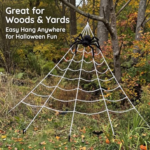 Halloween Spider Web Decoration with 250 LED Lights & 5FT Plush Spider