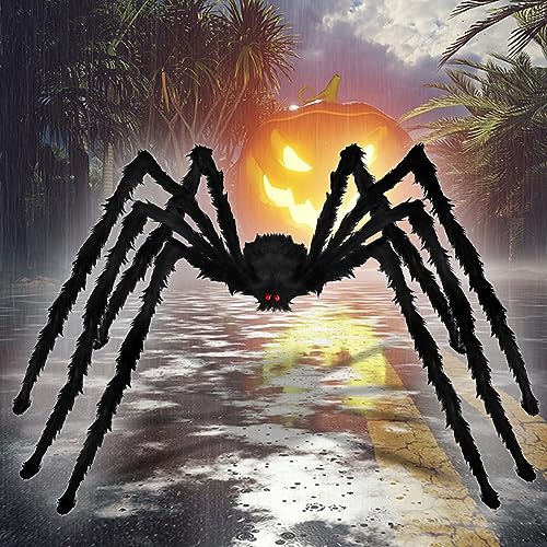 3 Pack Giant Outdoor Halloween Spiders - 6.5 FT Scary Fake Spider Decorations