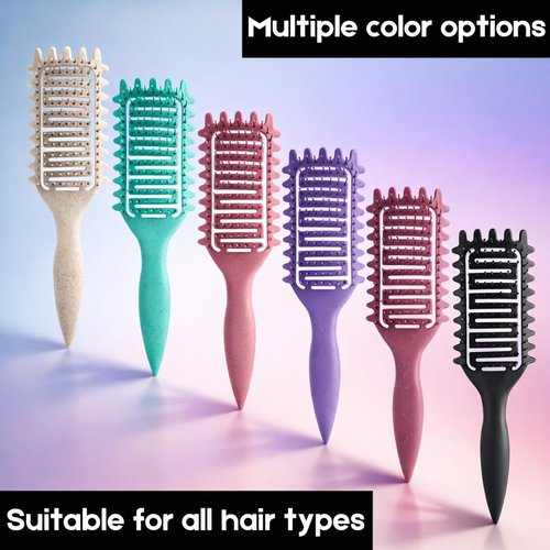 Skiennix Curl Defining Brush - Vented Detangling Tool for Curly Hair | Lightweight & Curved Design (Black)