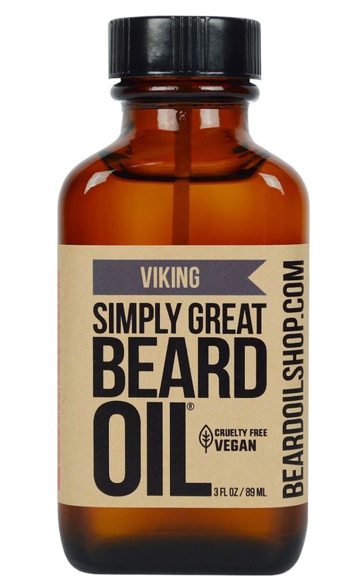 Simply Great Beard Oil - Viking Scent - Holiday Gifts - Stocking Stuffers - Gifts for Men - Beard Conditioner - 3 Oz - Easy Applicator - Natural - Vegan and Cruelty Free Care for Beards