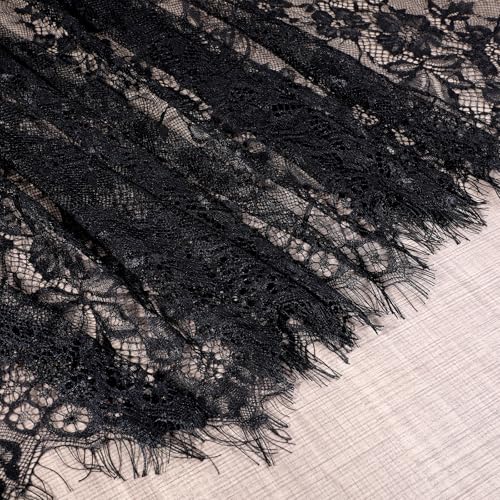 Black Lace Table Runner 30x120 Inch Long Tulle Fabric for Tables & Decor