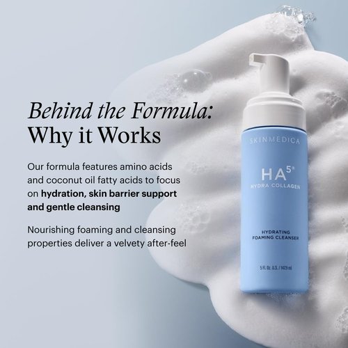 SkinMedica HA5 Hydra Collagen Foaming Cleanser - Hydrating Vegan Collagen Formula, 5 Fl Oz | Gentle Daily Wash