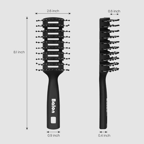 Balon Hair Brush - Speed Dry Vent Brush for Pain-Free Detangling | Ideal for All Hair Types (Black)