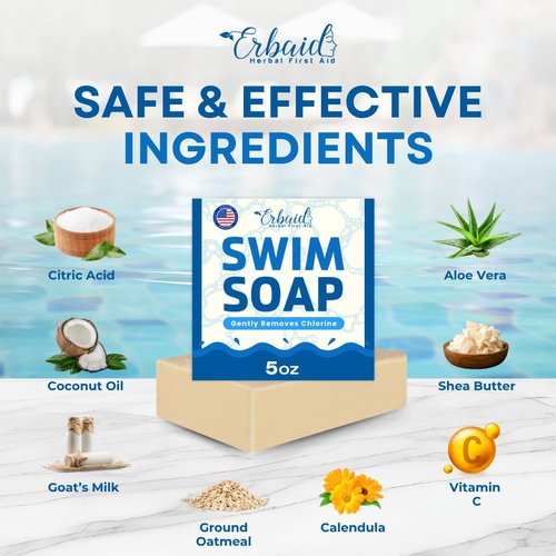 Skiennix Swimmers Shampoo - Chlorine Removal Body Wash & Natural Soap Bar - Gentle Moisturizing Care for All Ages