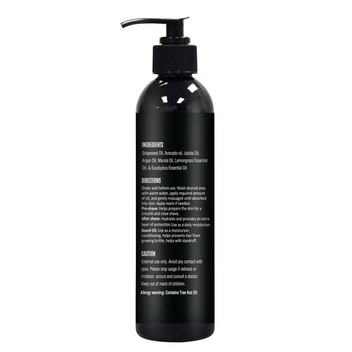 8 fl. Oz, Pre Shave Oil for Men, Excellent Shaving oil for Men with Sensitive Skin, Prepares for a burns free Shave, Works with Straight or Safety Razor (Lemongrass & Eucalyptus)