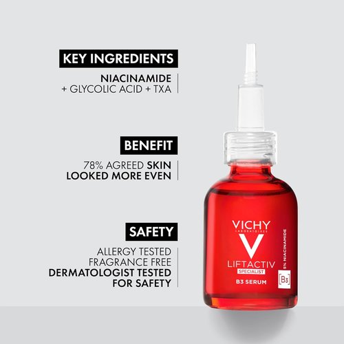 Vichy LiftActiv Vitamin C Serum - Brightening Face Serum with Hyaluronic Acid & Vitamin E | Reduces Fine Lines & Improves Radiance