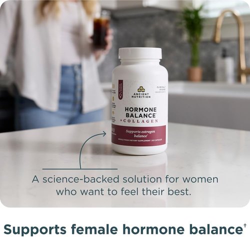 Ancient Nutrition Hormone Balance Supplement - Hydrolyzed Collagen Peptides for Energy Boost | 60 Capsules