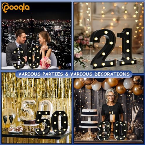 Light Up Number 18 - 8.86 Inch Black Birthday Decoration for Boys