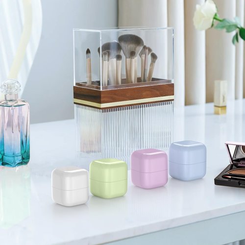 Lhelca TSA Approved 1oz (30ml) Leak-Proof Travel Containers 4 Pack - Containers for Toiletries with 4 Spoons for Toiletries, Cosmetics, Face, Hand & Body Creams - TSA Compliant Travel Essentials