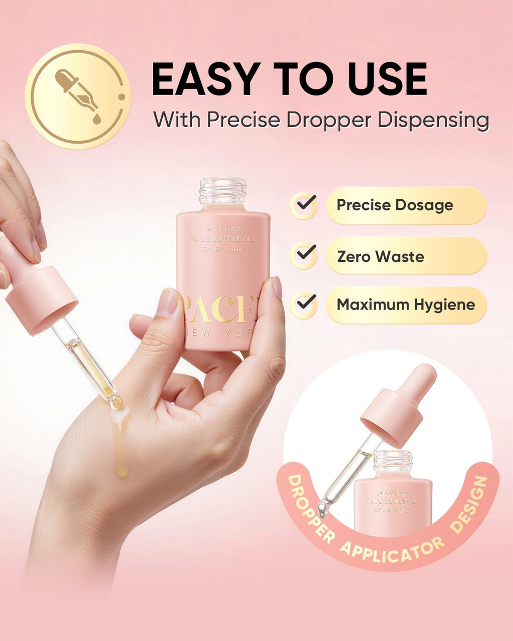 Velour Rosa Nail & Cuticle Oil - Natural Plant-Based Hydration with Jojoba & Vitamin E - 1.0 fl oz