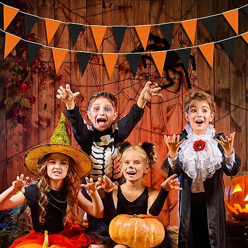 Halloween Pennant Banner Flags - Orange & Black 10 Pcs, 32.8ft Long, Party Decorations