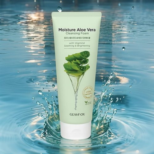 Glamfox Moisture Aloe Vera Cleansing Foam with Vitamin C, 5.29 Fl Oz (Pack of 1)