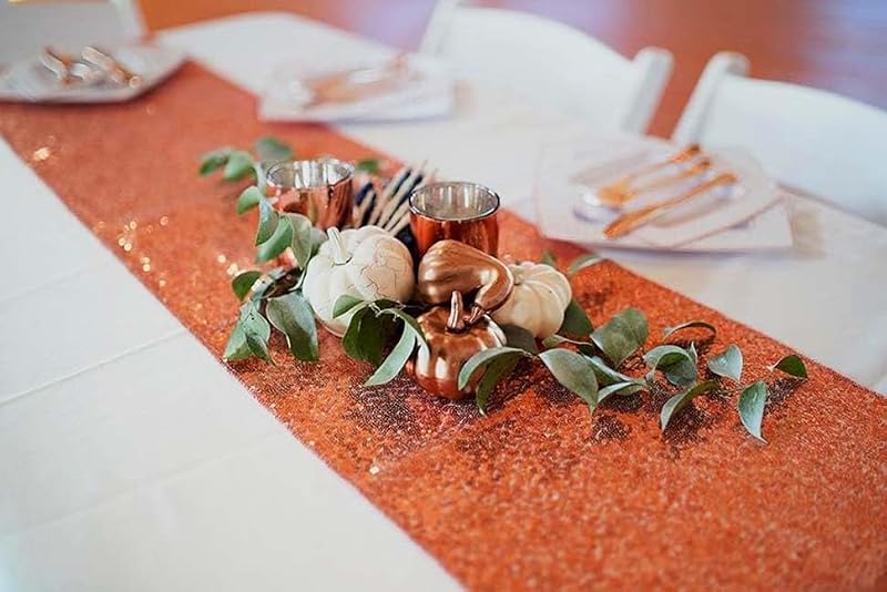 Orange Sequin Table Runners - Set of 12, 12x108 Inches, Fall & Holiday Decor - Variation of THIS listing 12