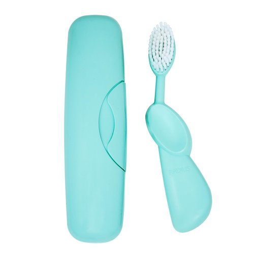 RADIUS Toothbrush Original Big Brush, BPA Free ADA Accepted - Right Hand - Mint Green Brush with Mint Green Case