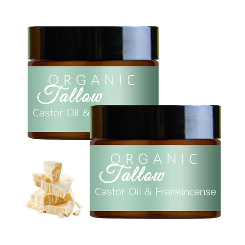 2PCS Grass Fed Beef Tallow with Frankincense Oil and Castor oil, Organic Beef Tallow Moisturizer for Skin, Organic Beef Tallow and Manuka Honey Balm for Face, Body