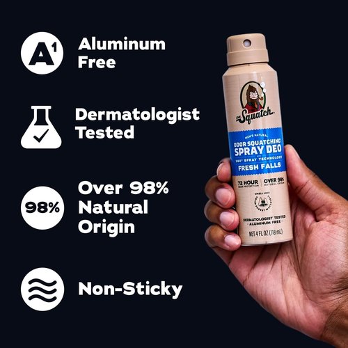 Dr. Squatch Natural Men’s Deodorant - Quick-Dry, Aluminum-Free Formula | Fresh Falls, 4oz (2-Pack)