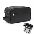 MIRASON Travel Toiletry Bag for Men Leather Travel Bag for Toiletries, Dopp Kit Water-resistant Shower Bag for Shaving Bathroom Organizer Gifts for Men, Black
