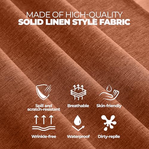 Fall Linen Textured Rectangular Tablecloth - Burnt Orange 52x70 Inches - Waterproof & Stain-Resistant - Decorelia Variation of THIS listing