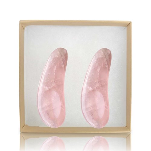 Noche Y Dia Rose Quartz Spoon 2-in-1 Beauty Tool: Spatula & Gua Sha for Face - Massager and Skincare Applicator for Creams, Serums, and Masks - 2 Pack