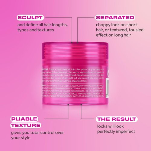 Lee Stafford Hair Styling Pomade - Lightweight Messed Up Putty for Firm Hold & Texturizing | All Lengths