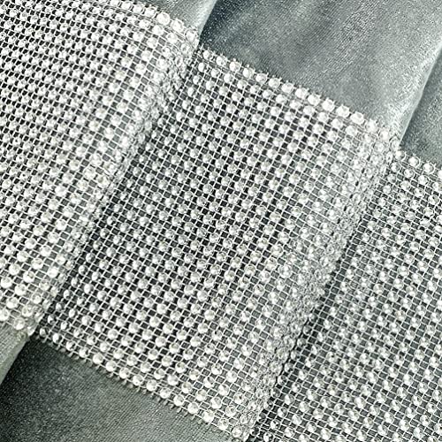 Grey Rhinestone Table Runner with Tassels - 13x84 Inch Wedding & Party Decor