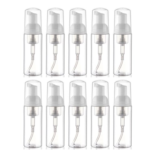 Cosywell Foam Soap Dispenser 2oz 10 Pack TSA Approved Empty Travel Pump Dispenser for Hand Soap Foaming Lash Shampoo for Cleanser, Dispenser(10Clear)