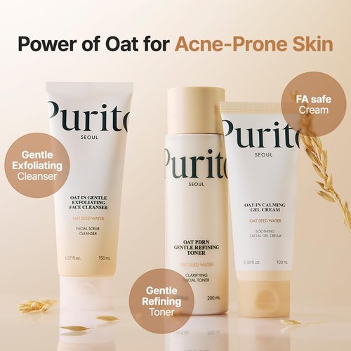 PURITO Oat PDRN Gentle Refining Toner 200 mL 6.76 fl.oz, Korean Oat Exfoliating Toner 99% Pure Oat PDRN, Hydrating & Clarifying Formula for Acne-Prone Skin, Vegan, Non-Comedogenic, Gentle Daily Use