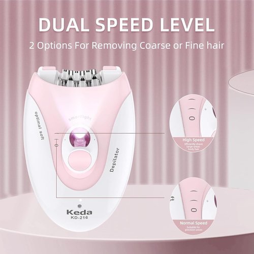 Glabrouse Epilator for Women | 2-Speed Face Trimmer for Smooth Skin | Hair Removal Device for Arms, Legs, Bikini, Armpits