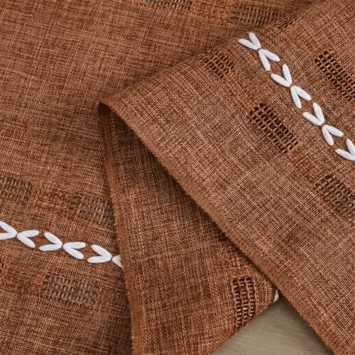 Farmhouse Caramel Embroidered Table Runner 13x48 Inch - Fall Rustic Kitchen Decor