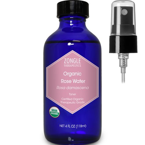 Organic, Rose Water, Spray for Face, Hyderating Toner – 100% Pure, Rose Water, by Zongle Therapeutics Grade, 4 Oz
