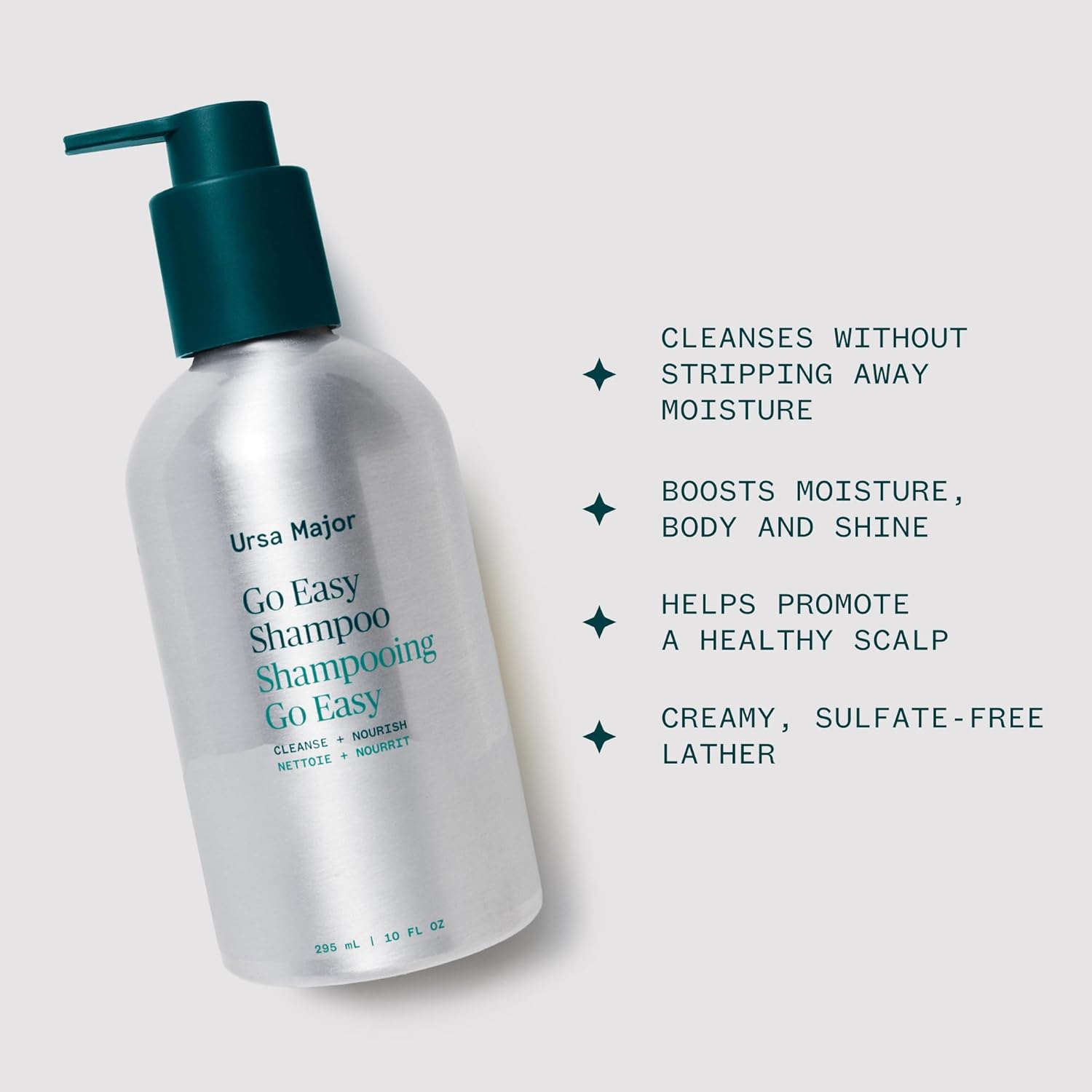 Ursa Major Go Easy Shampoo - Natural, Sulfate-Free Formula for All Hair Types | 10 oz | Vegan & Cruelty-Free