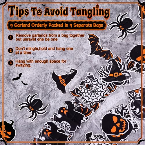 Halloween Party Hanging Decorations - Witch Ghost Paper Garland - 9 Pcs