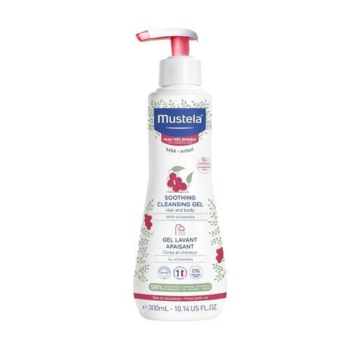 Mustela Baby Soothing Cleansing Gel - Fragrance-Free Hair & Body Wash for Sensitive Skin - 10.14 fl. oz.